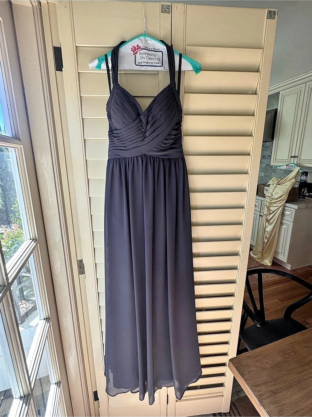 Kennedy Blue Ginger Chiffon Halter Bridesmaid Dress in Charcoal